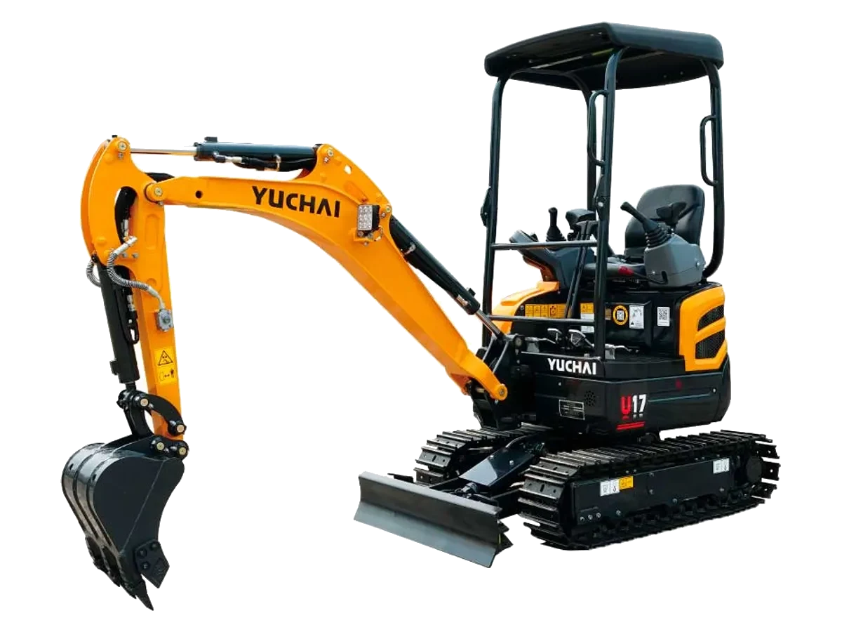 Miniexcavadora Yuchai U17 — vista de tres cuartos